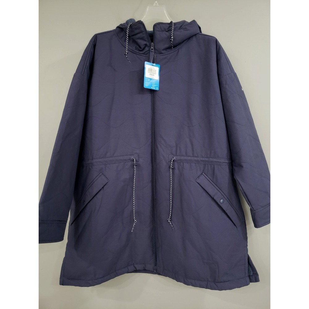 NEW Columbia Women's Crystal Crest Navy Blue‎ Quilted Jacket Plus Size 2X Sherpa